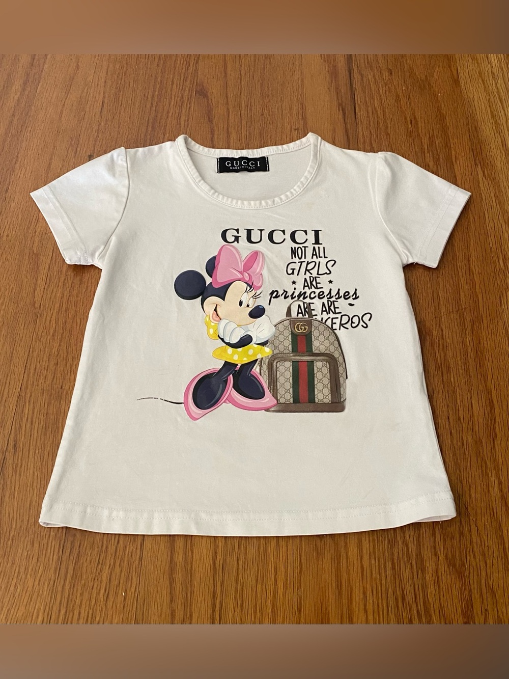 Gucci White Kids Minnie Graphic Iconic Backpack Tee